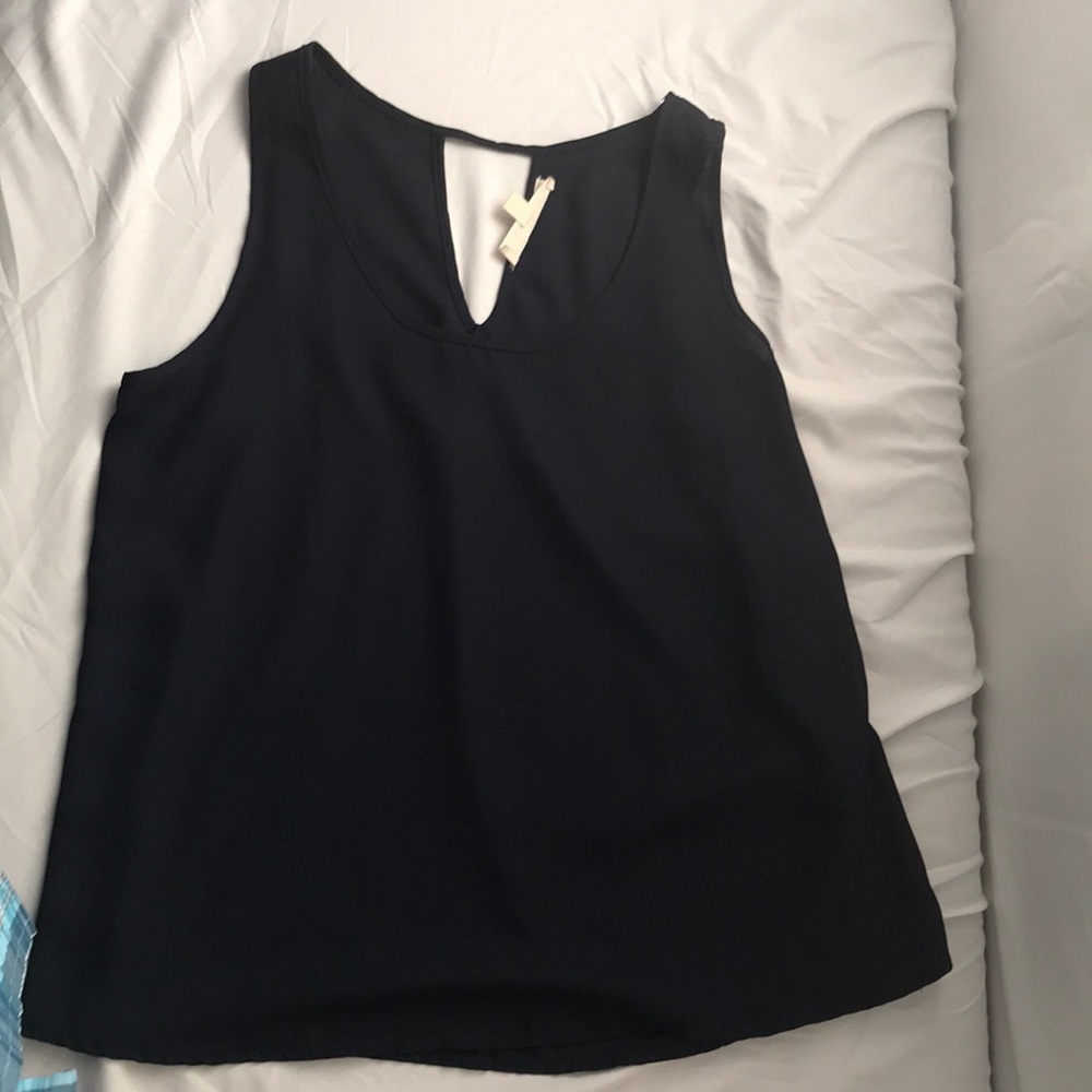 Navy blue tank top sheer blouse large